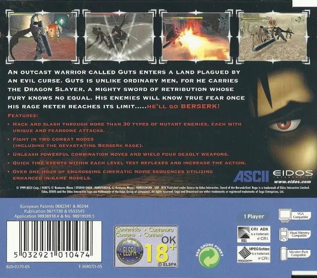 Game | Sega Dreamcast | Sword of the Berserk Guts' Rage Physical Video Games Game Sega