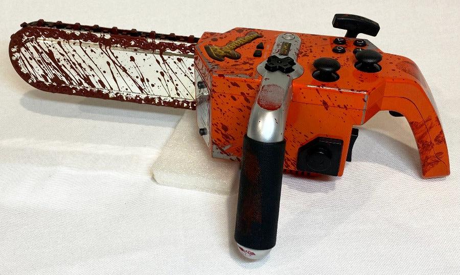 Game | Sony PlayStation PS2 | Resident Evil 4 Game + Orange Chainsaw Controller Boxed