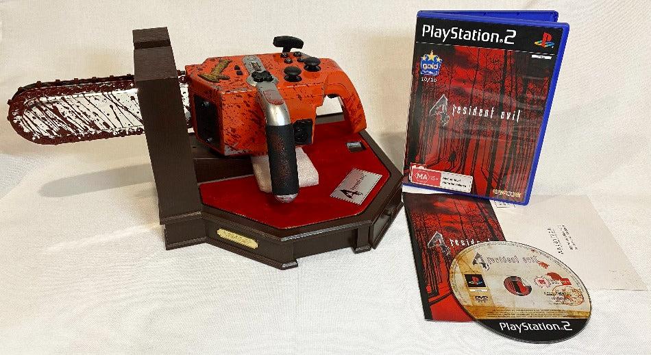 Game | Sony PlayStation PS2 | Resident Evil 4 Game + Orange Chainsaw Controller Boxed