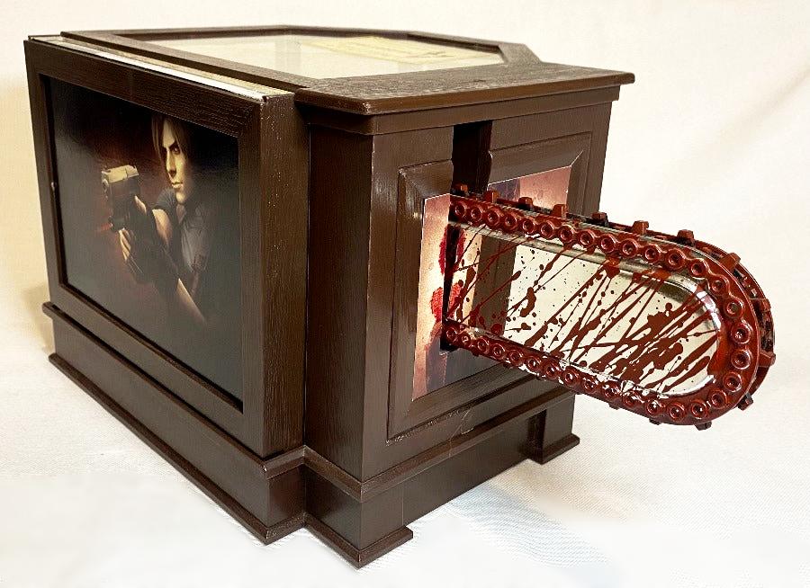 Game | Sony PlayStation PS2 | Resident Evil 4 Game + Orange Chainsaw Controller Boxed