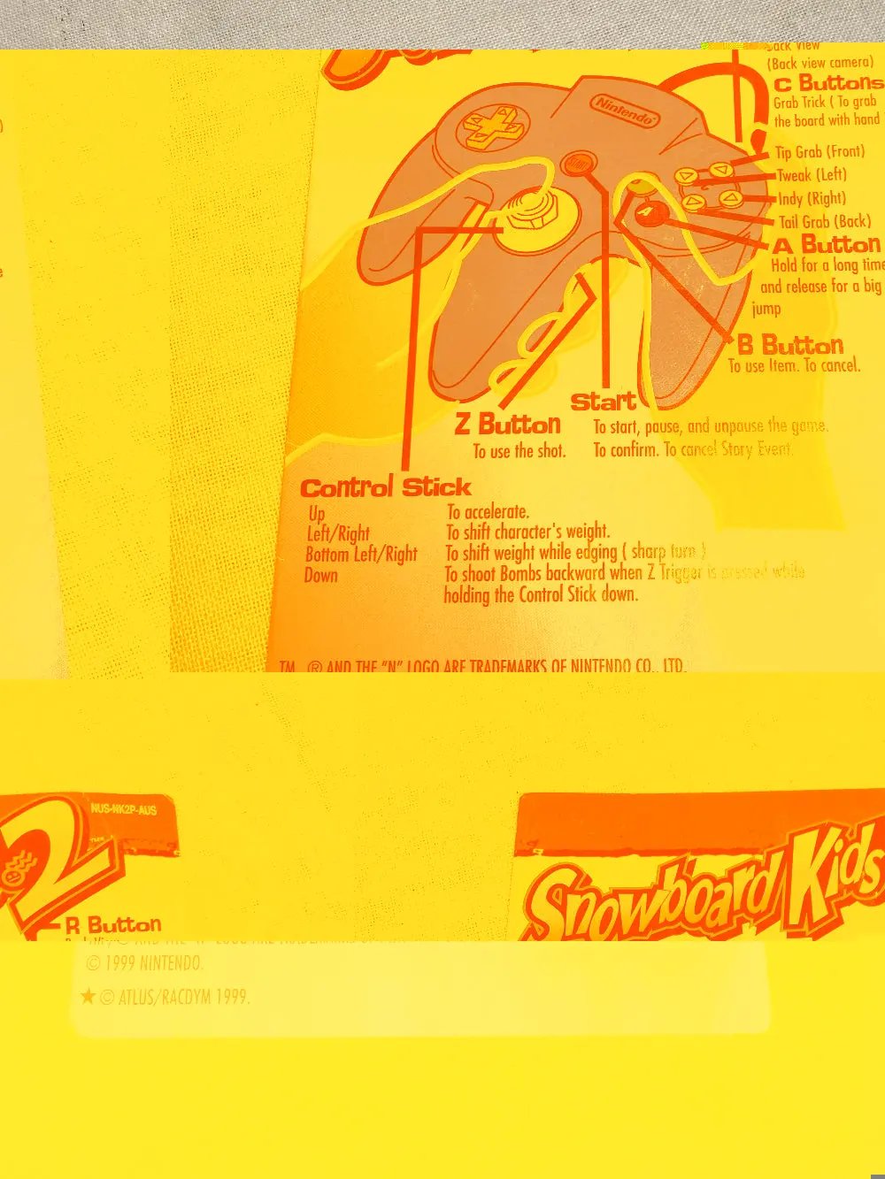 Manual | Nintendo N64 | Snowboard Kids 2 Instruction Card Video Game Software Manual Nintendo