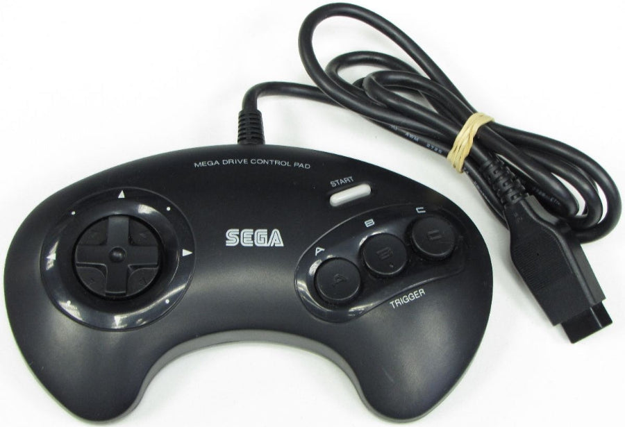 Sega Mega Drive controller with cable on a white background
