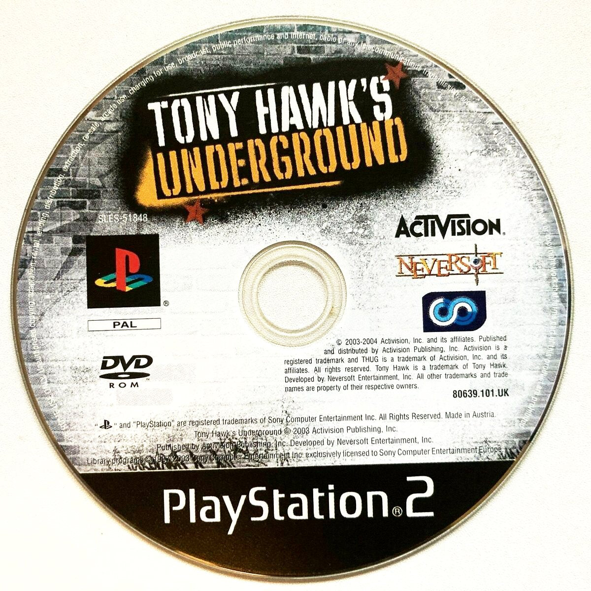 Game | Sony PlayStation PS2 | Tony Hawk's Underground