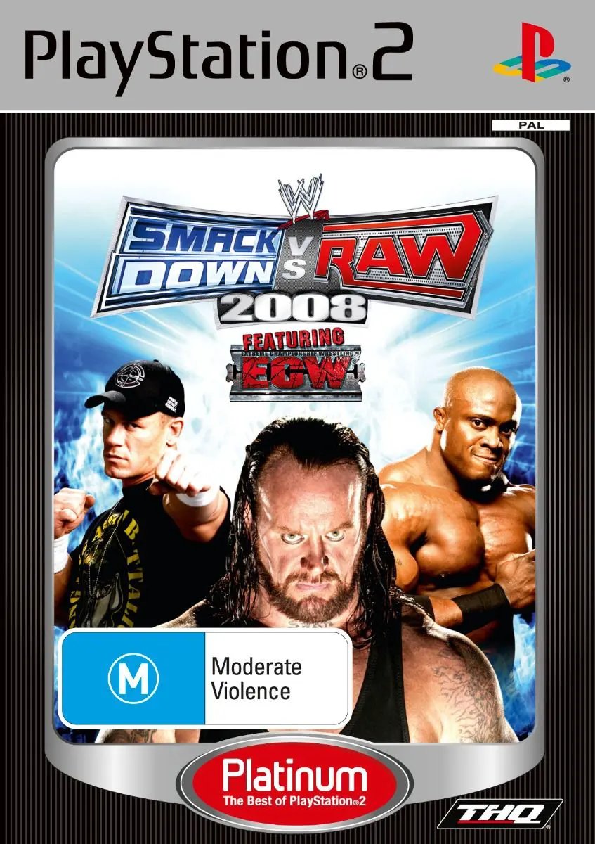Game | Sony PlayStation PS2 | SmackDown Vs Raw 2008 (Platinum) Physical Video Games Game Sony