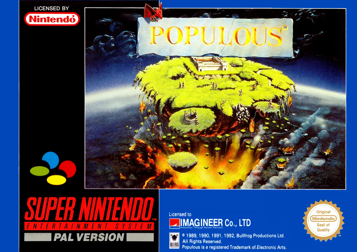 Game | Super Nintendo SNES | Populous Physical Video Games Game Nintendo