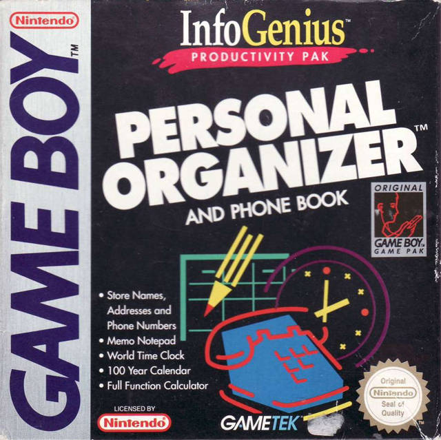 Game | Nintendo Game Boy GB | InfoGenius Productivity Pak: Personal Organizer And Phone Book
