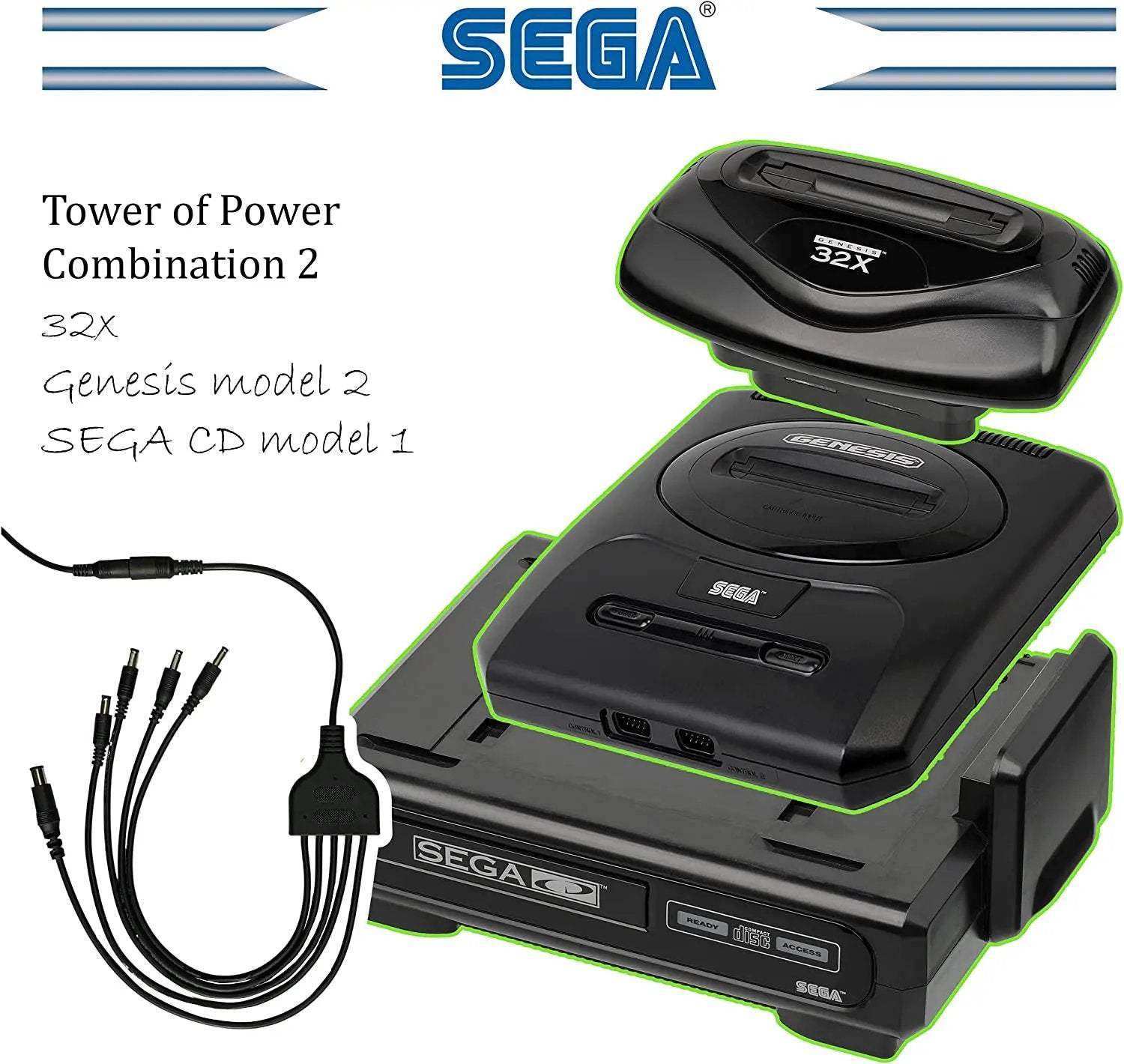 Accessory | Power Supply | Sega Mega Drive CD 32X | Tower Of Power 5 in 1 Adapter Home Game Console Power Supplies Accessory RetroSales.com.au
