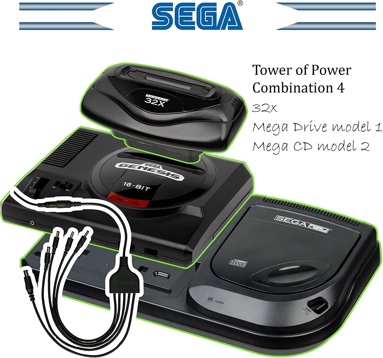 Accessory | Power Supply | Sega Mega Drive CD 32X | Tower Of Power 5 in 1 Adapter Home Game Console Power Supplies Accessory RetroSales.com.au