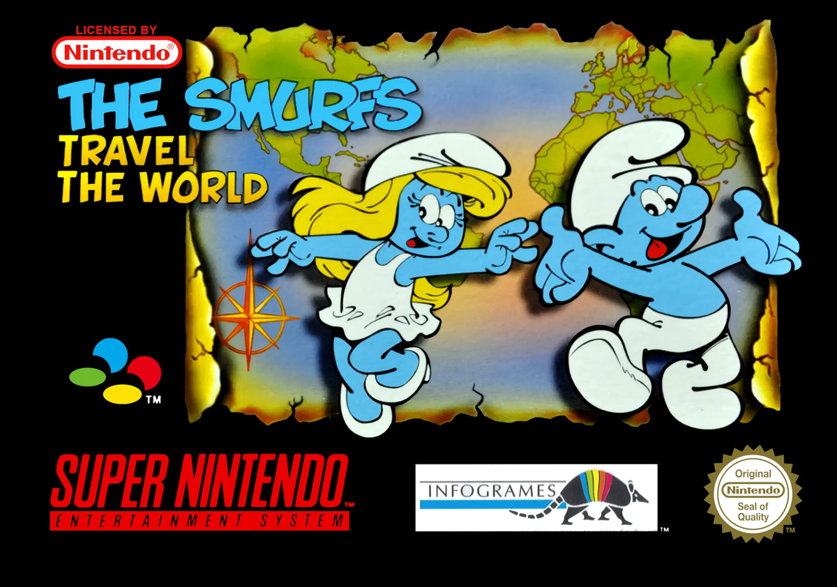 Game | Super Nintendo SNES | The Smurfs Travel The World Physical Video Games Game Nintendo