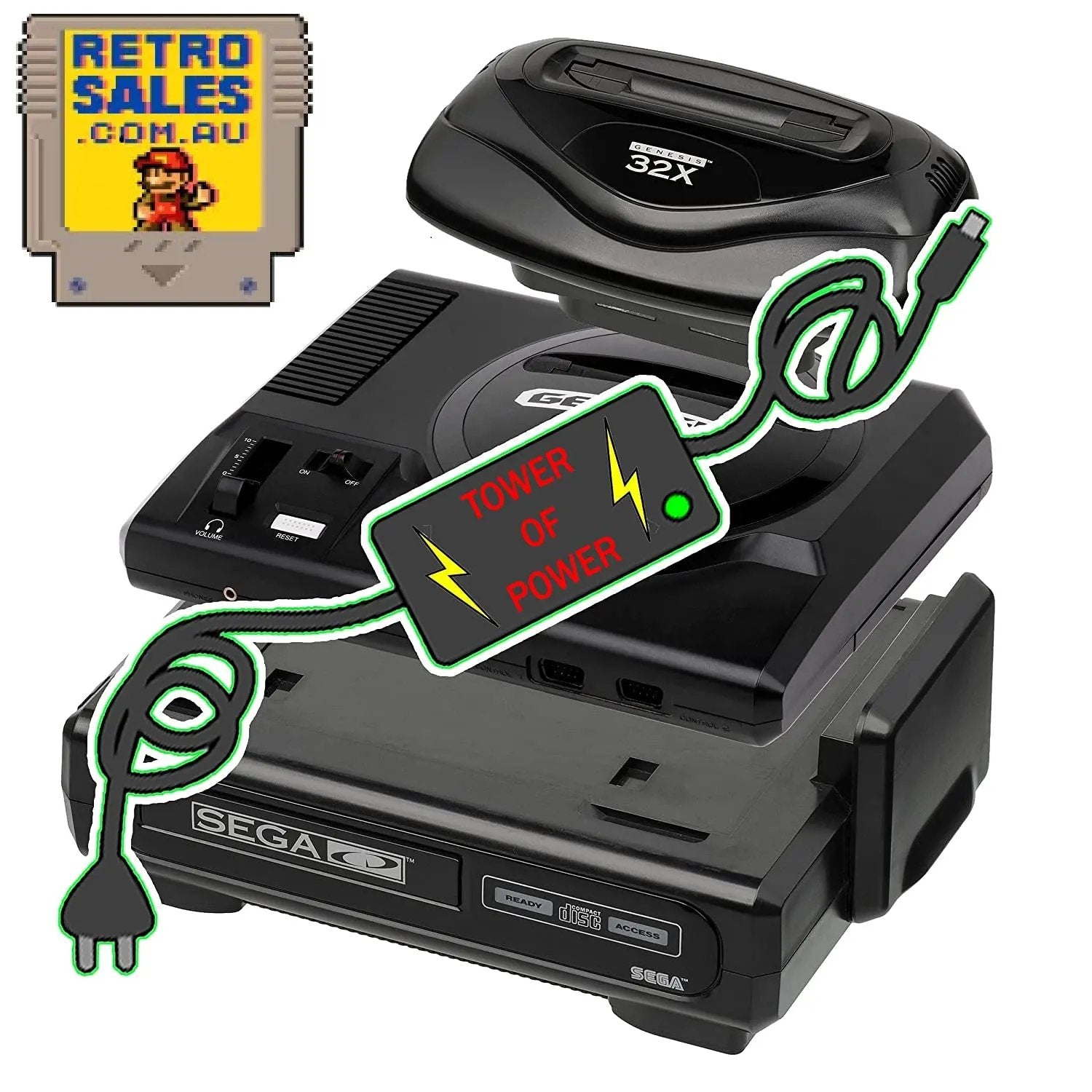 Accessory | Power Supply | Sega Mega Drive CD 32X | Tower Of Power 5 in 1 Adapter Home Game Console Power Supplies Accessory RetroSales.com.au