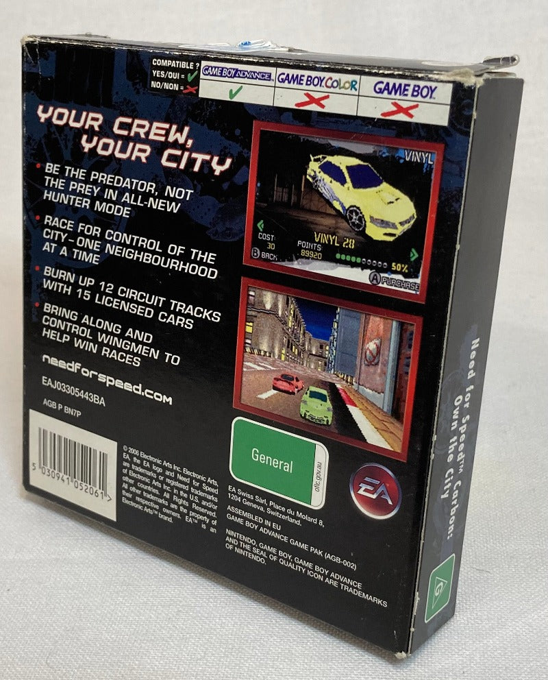 Game | Nintendo Game Boy Advance GBA | Need For Speed: Carbon Own The City
