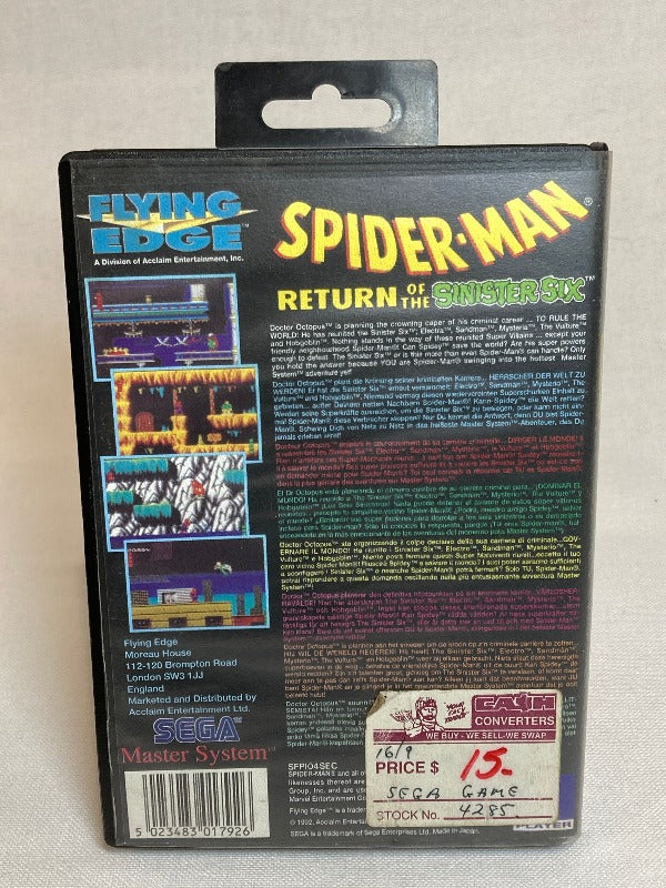 Game | Sega Master System | Spiderman Return Of The Sinister Six