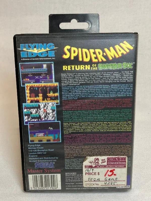 Game | Sega Master System | Spiderman Return Of The Sinister Six Physical Video Games Game Sega