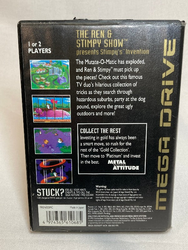 Game | Sega Mega Drive | Ren And Stimpy Show Stimpy's Invention (Gold)