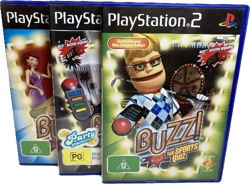 Game | Sony PlayStation PS2 | 3 Buzz! Bundle Pack Quiz Collection