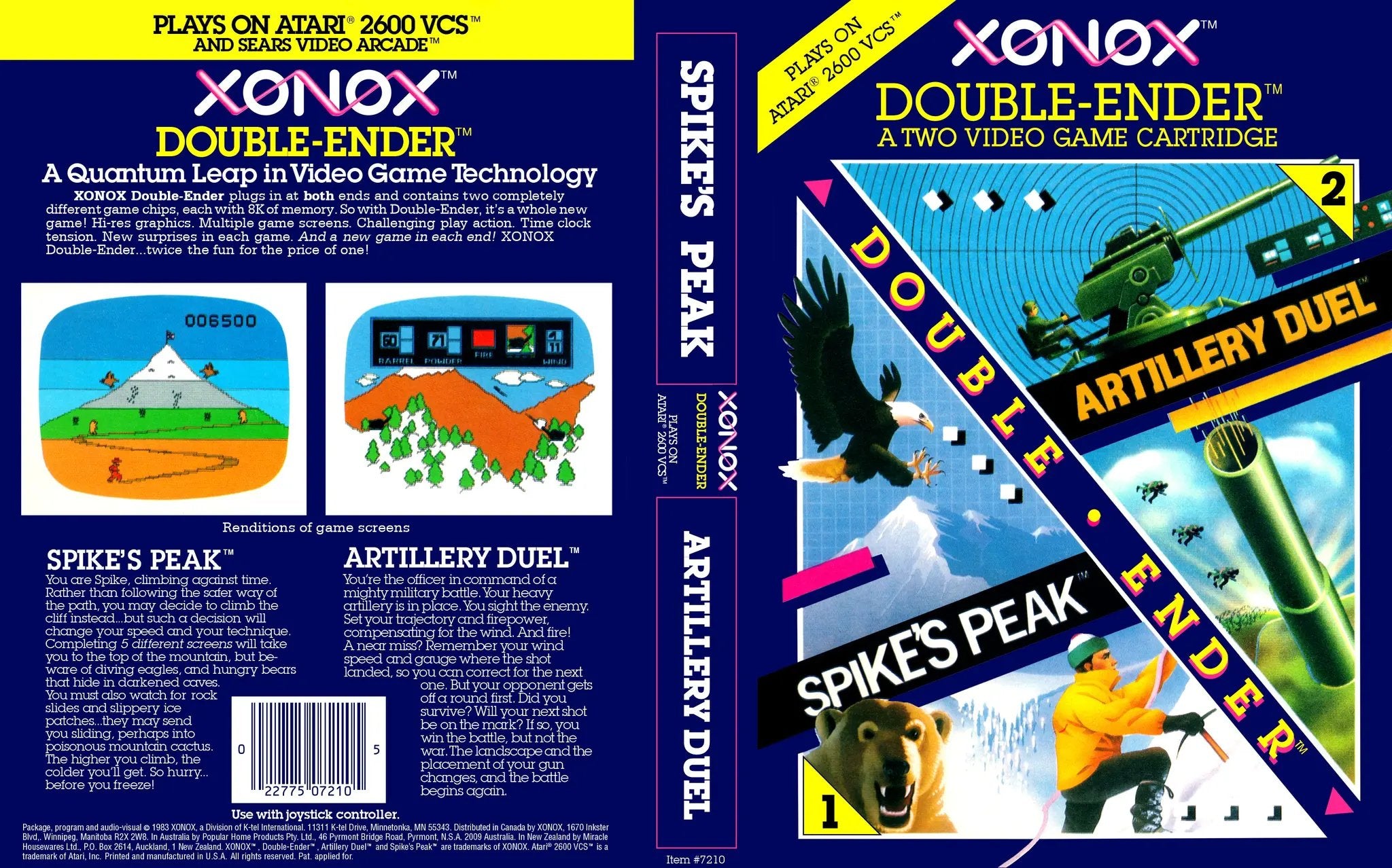 Game | Atari 2600 | Artillery Duel & Spike's Peak Physical Video Games Game Atari