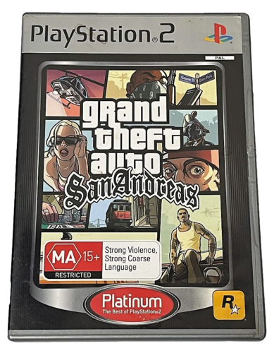 Game | Sony PlayStation PS2 | GTA Grand Theft Auto: San Andreas (Platinum) Physical Video Games Game Sony