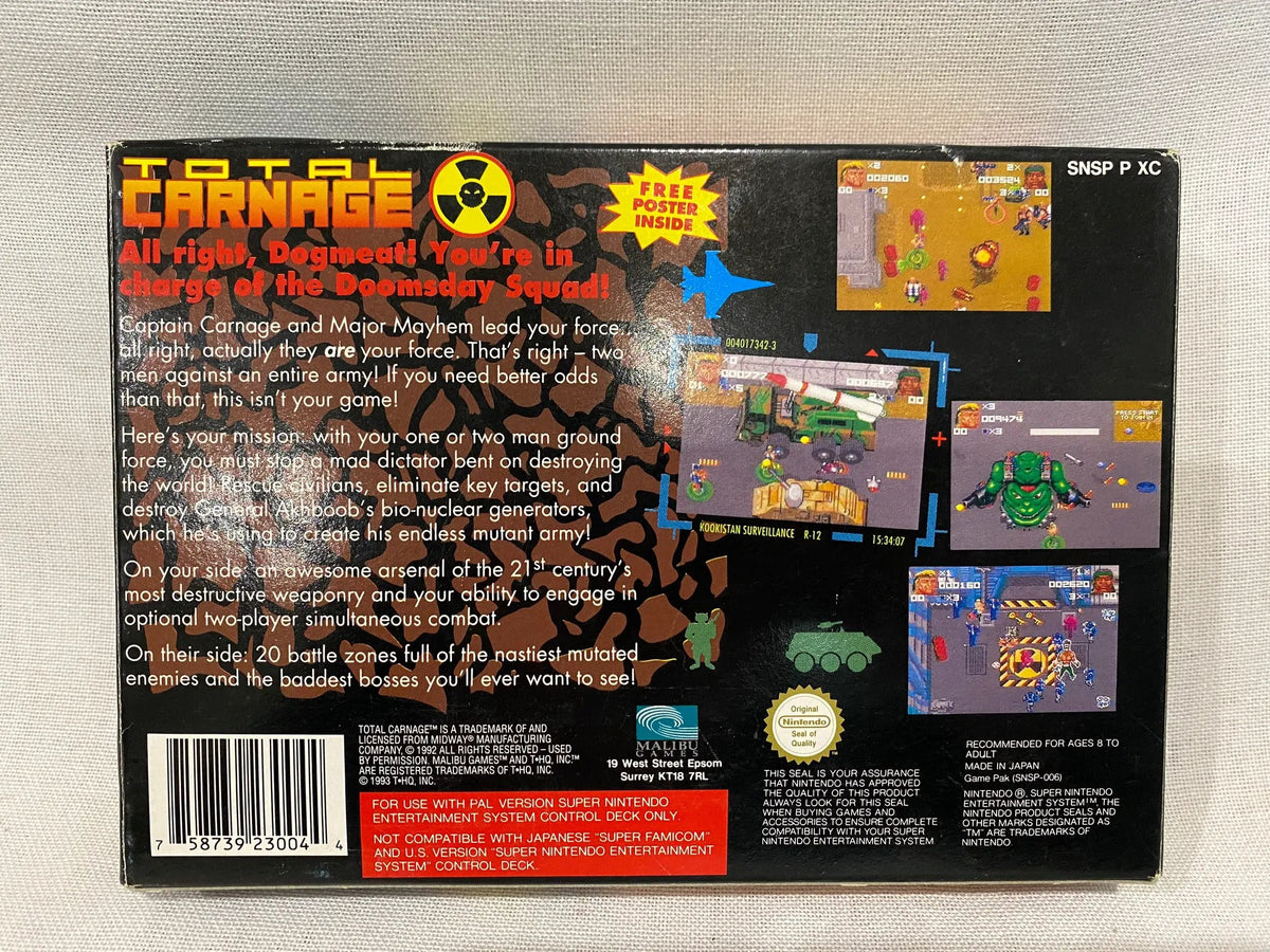 Game | Super Nintendo SNES | Total Carnage Physical Video Games Game Nintendo