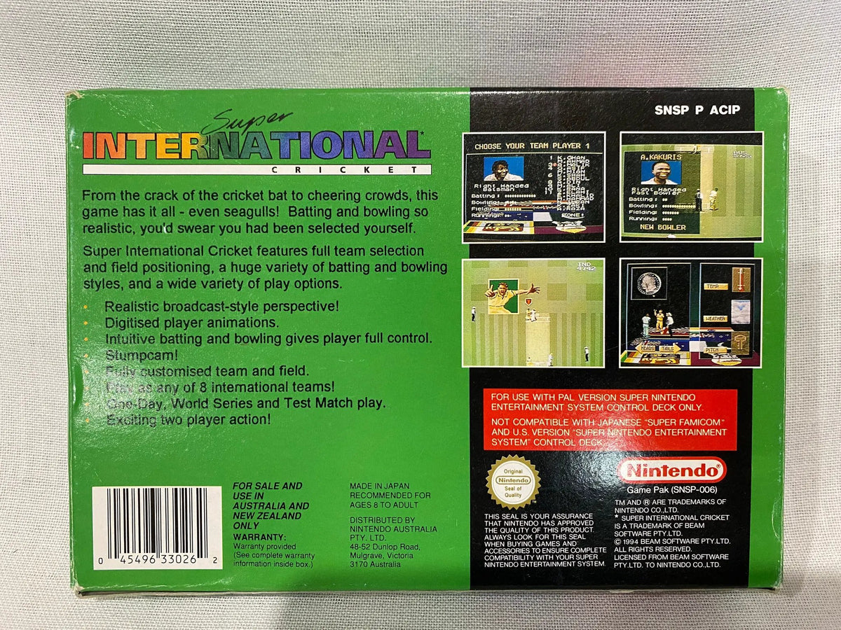 Game | Super Nintendo SNES | Super International Cricket Physical Video Games Game Nintendo