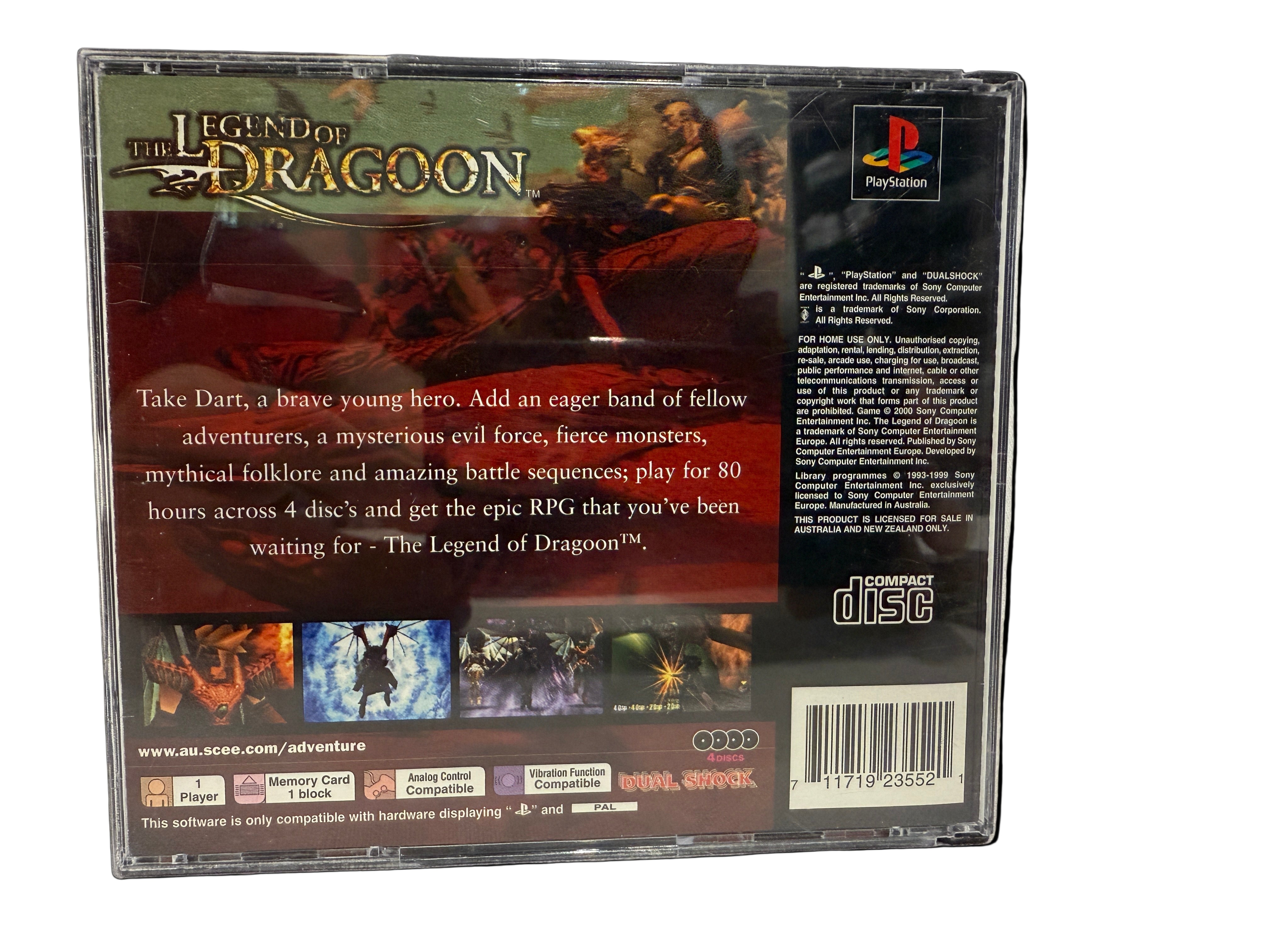 Back cover of 'The Legend of Dragoon' PlayStation game