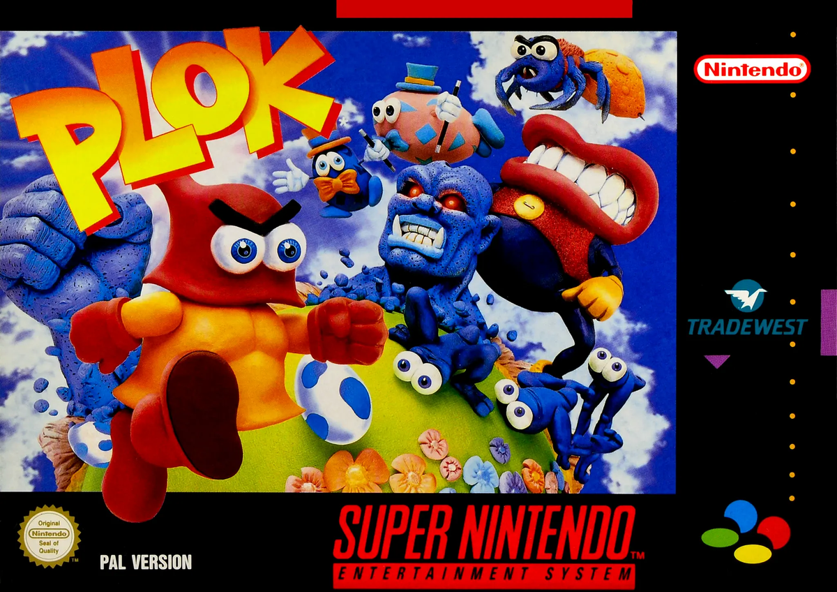 Game | Super Nintendo SNES | Plok Physical Video Games Game Nintendo