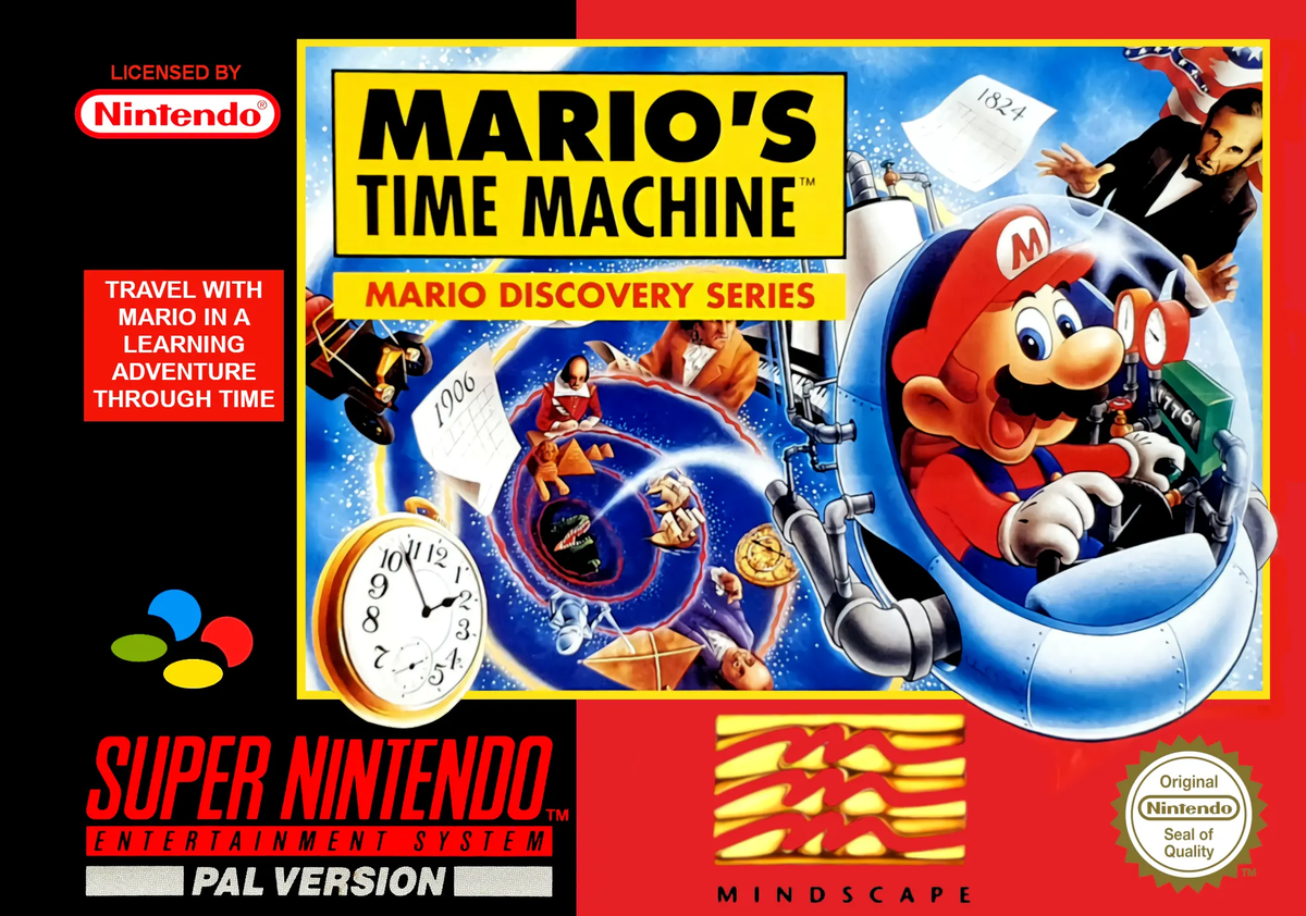 Game | Super Nintendo SNES | Mario's Time Machine Physical Video Games Game Nintendo