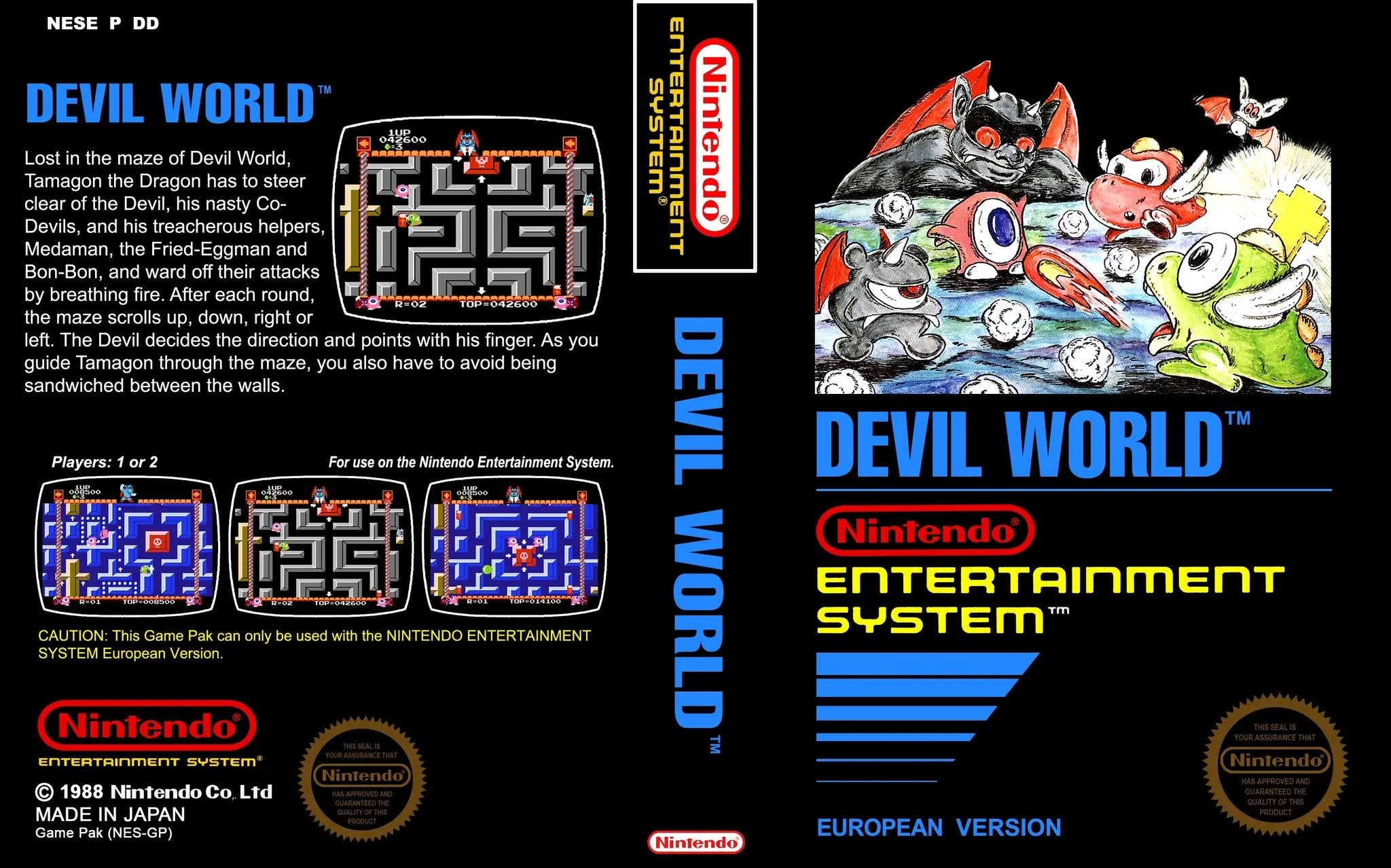 Game | Nintendo NES | Devil World Physical Video Games Game Nintendo