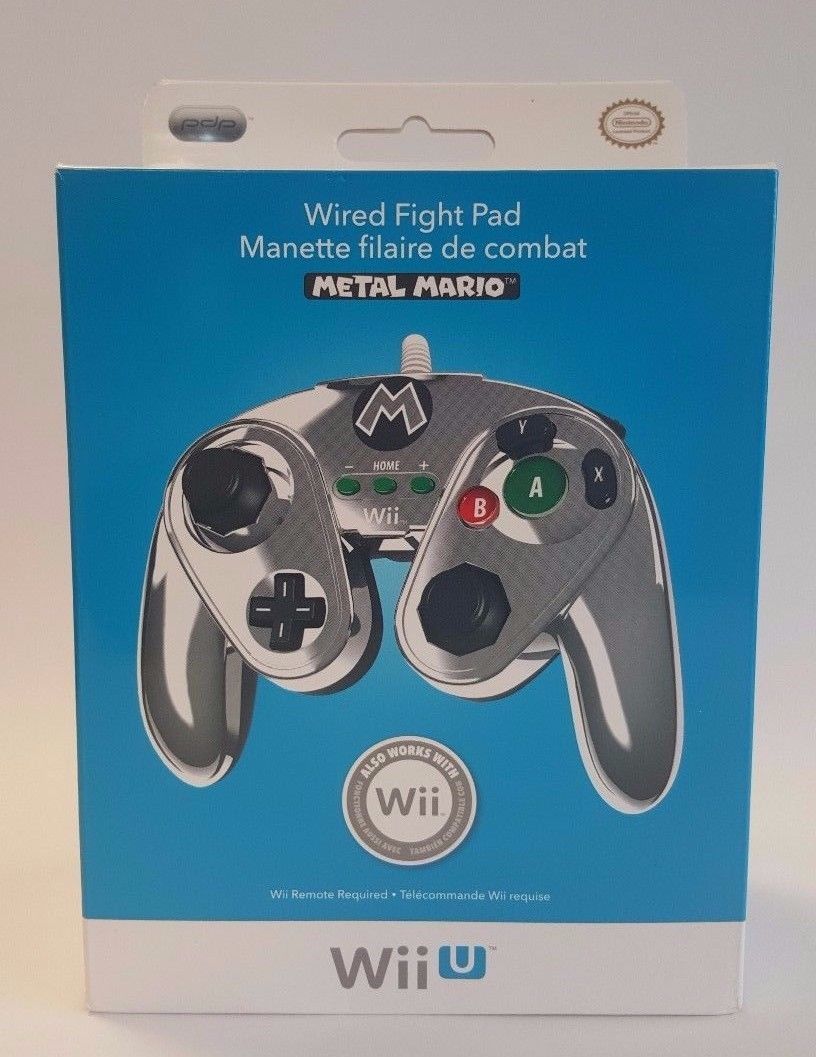 Controller | Nintendo Wii U | Metal Mario Wired Fight Pad Classic Cont